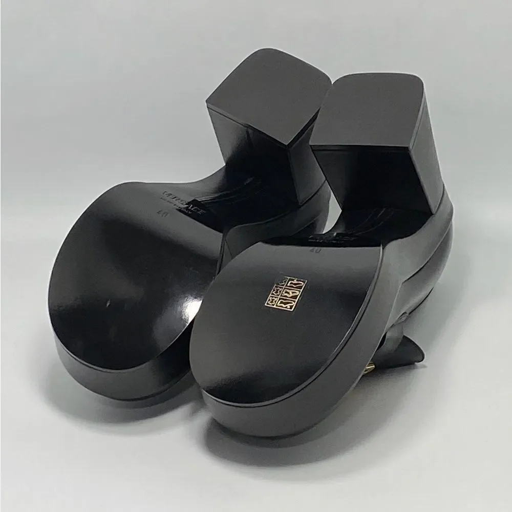 Versace Logo Leather Platform Pumps size 40